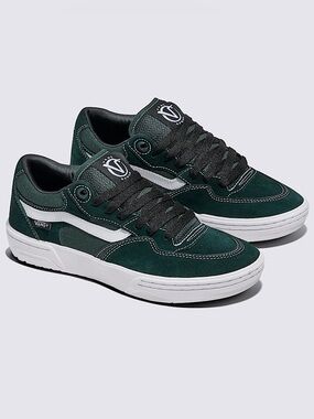 Vans Rowan 2.0 Dark Green Suede Low-Top Sneakers with White Stripes